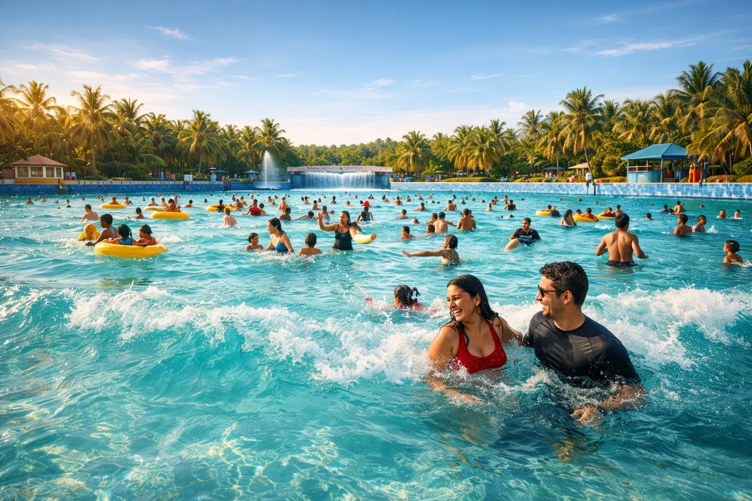 Blue Splash Waterpark — wave pool with guests